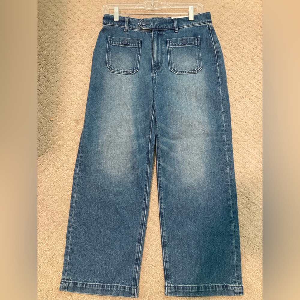 LOFT Petite Sailor High Rise Wide Leg Crop Jeans in Vintage Indigo Wash (4/27P) - Picture 4 of 8